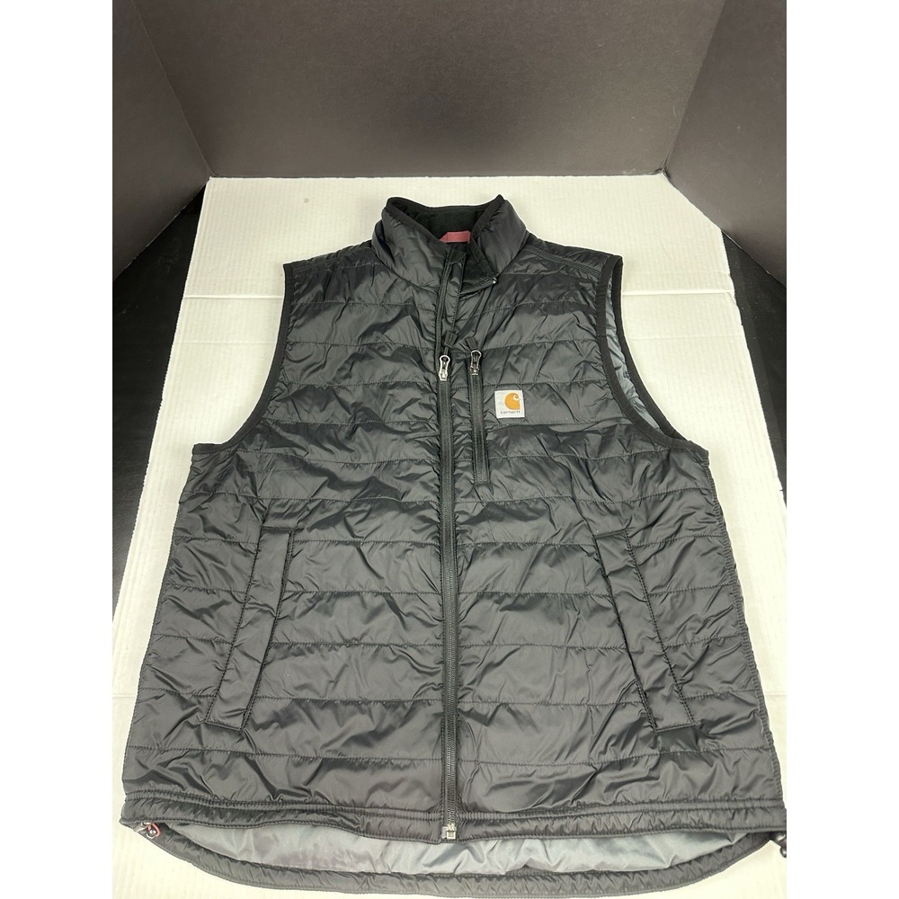 Carhartt Mens Large Puffer Vest Black Full Zip Lightweight Quilted 102286 001